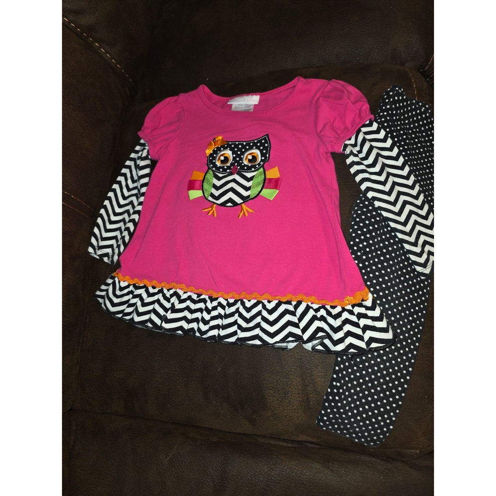 Bonnie baby fall autumn owl top and leggings size 24 months